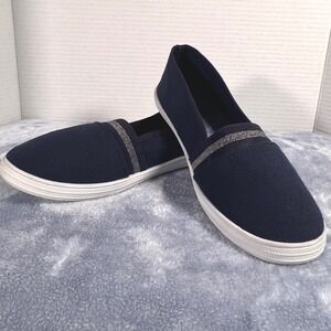Serra Navy Blue Silver Accent Slip On Shoes Women's Casual Comfort Sneakers Sz 7